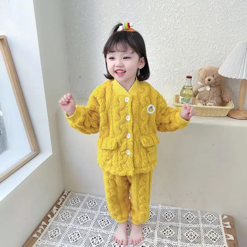 Image of Bold N Elegant Kids Dinosaur Thick Warm Fleece Fur T-shirt Sweatshirt Joggers Pant Winter Coord Set for Baby Boy Girl