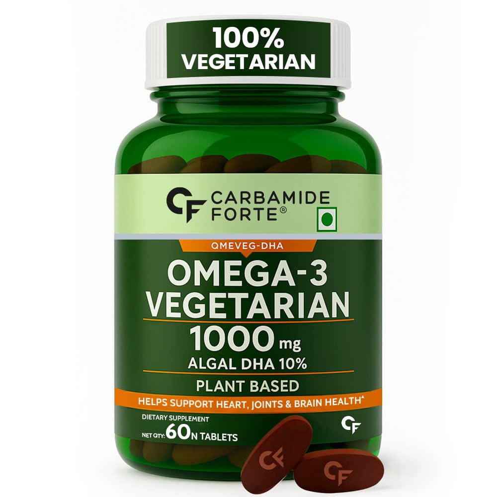 Carbamide ForteVegan Omega 3 DHA 1000mg Tablets | Omega Vegan Dha Epa | Omega 3 Supplement | No Fish oil Used - 60 Omega Vegetarian Tablets