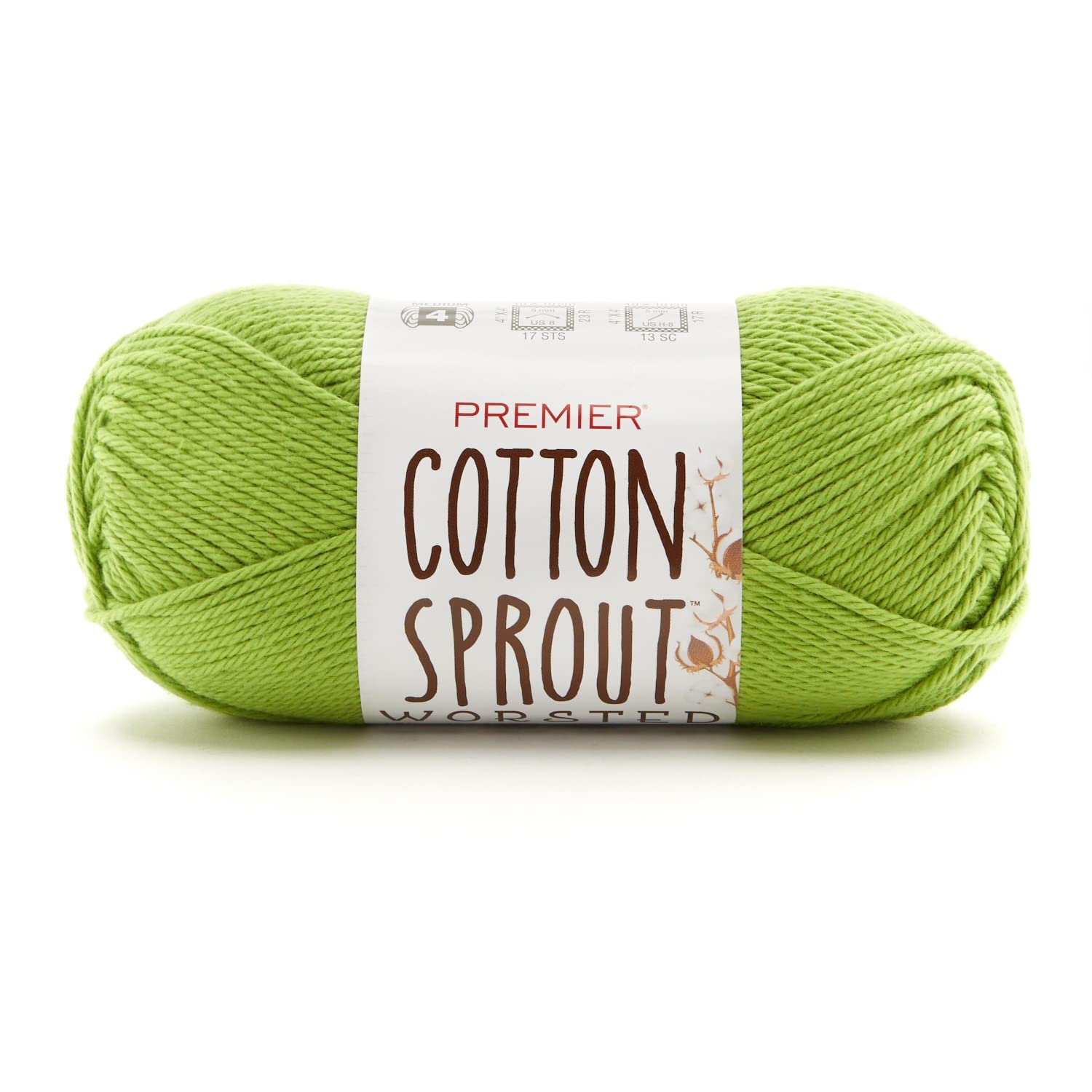 Premier Cotton Sprout Worsted Lime hilo de algodon verde lima de grosor medio