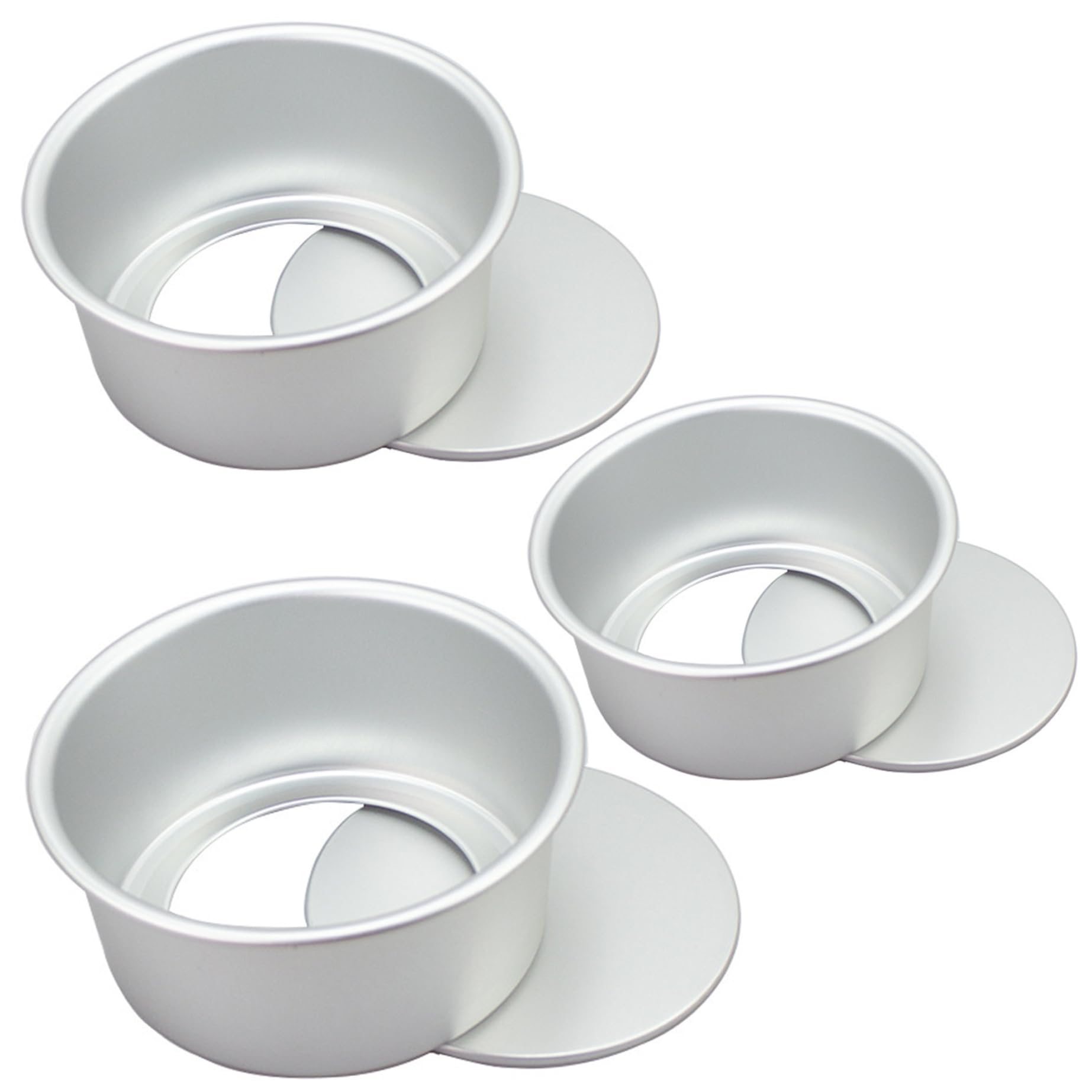 Moldes de aluminio para tartas con fondo desmontable juego de 3 piezas redondas 1