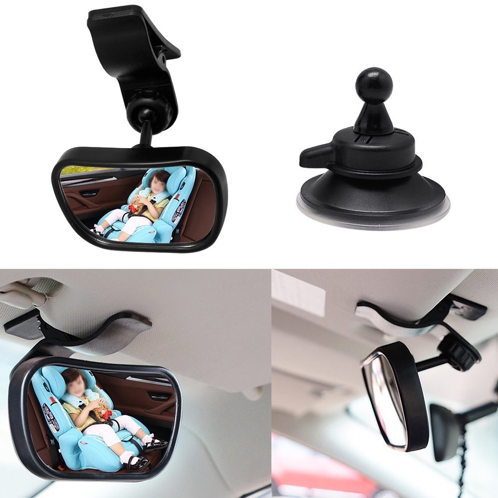 Miroir Sécurité Acrylique 2 Rétroviseurs Bébé Siège Arrière - Réglable 360° - Ventouse & Pince - Sécurité Enfant Rétroviseur 360° Réglable