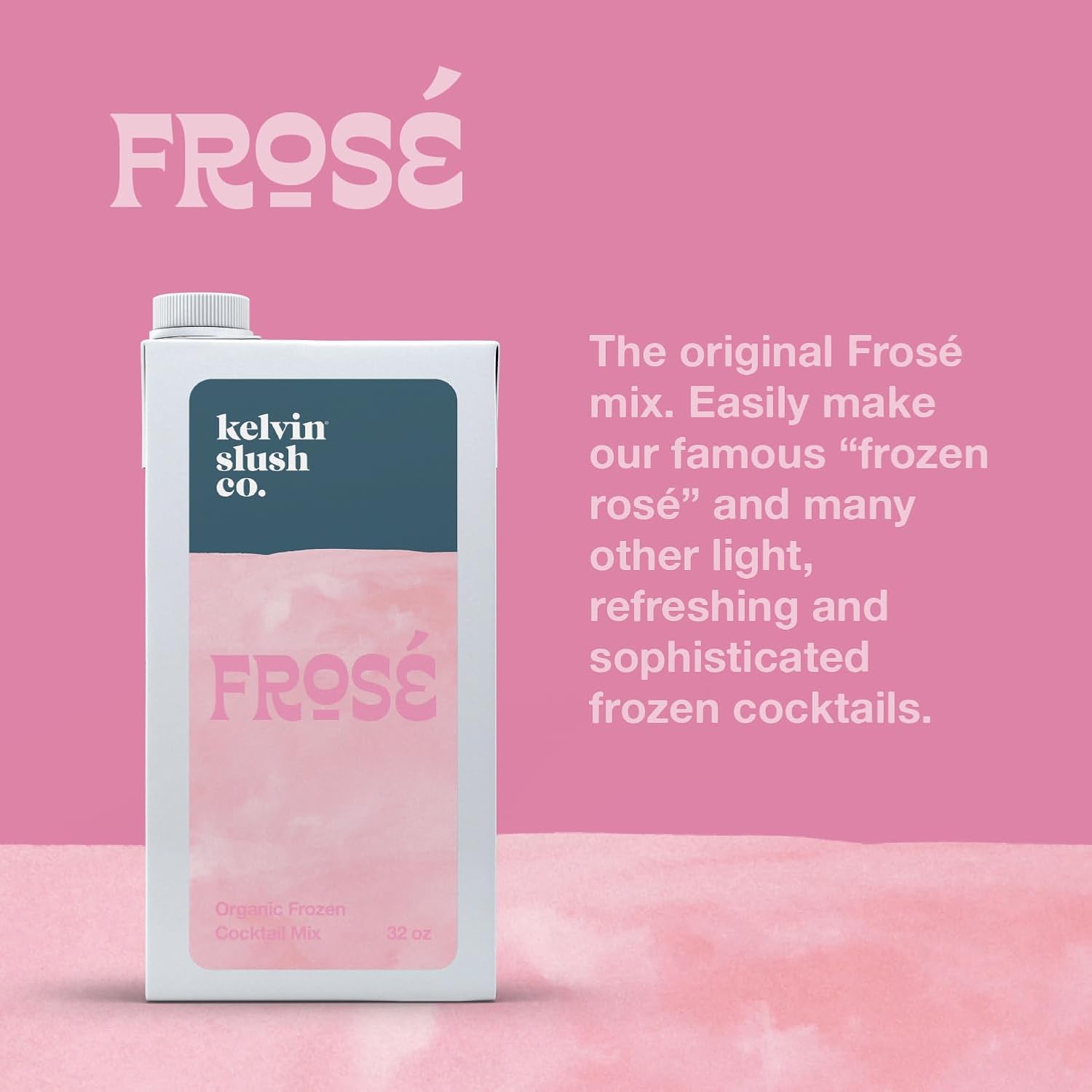 Kelvin Slush Co. – Frosé Organic Frozen Cocktail & Slush Mix – Award-Winning Slush Machine & Blender Mix - 32 oz Cartons (Pack of 6)