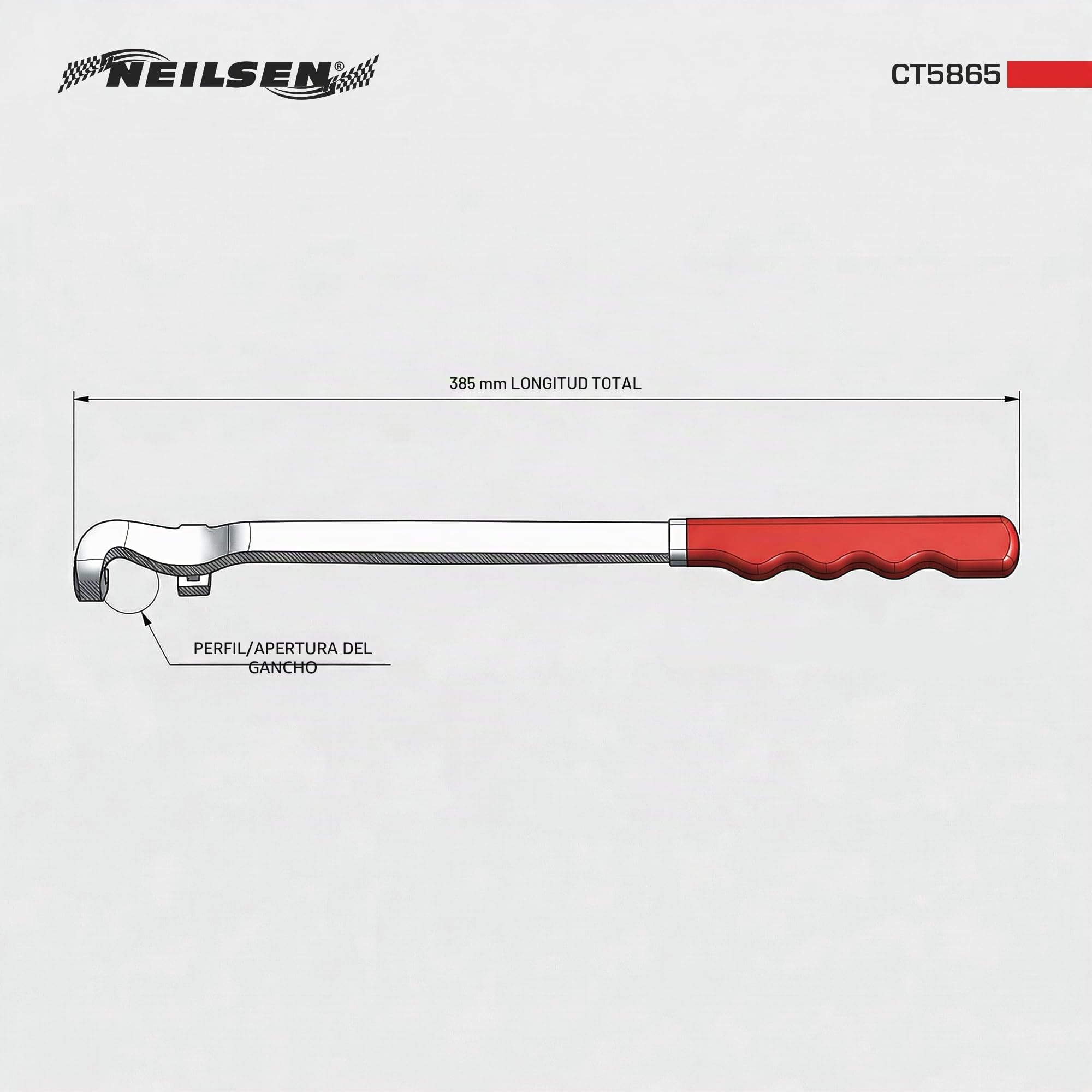 Neilsen Extensión universal de llave inglesa de barra de potencia, mango suave de 385 mm