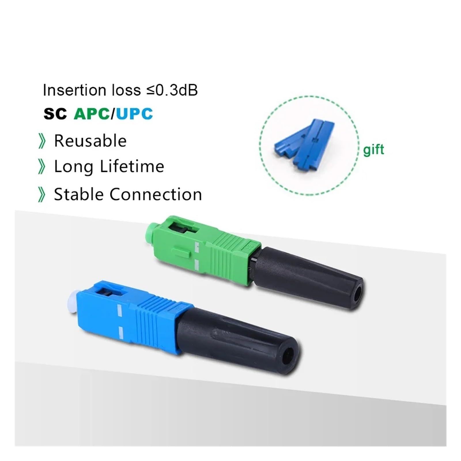 Épisseur de Fibre Optique Adaptateur Fibre Optique monomode FTTH SM SC UPC APC 50 pièces(100pcs SC APC)