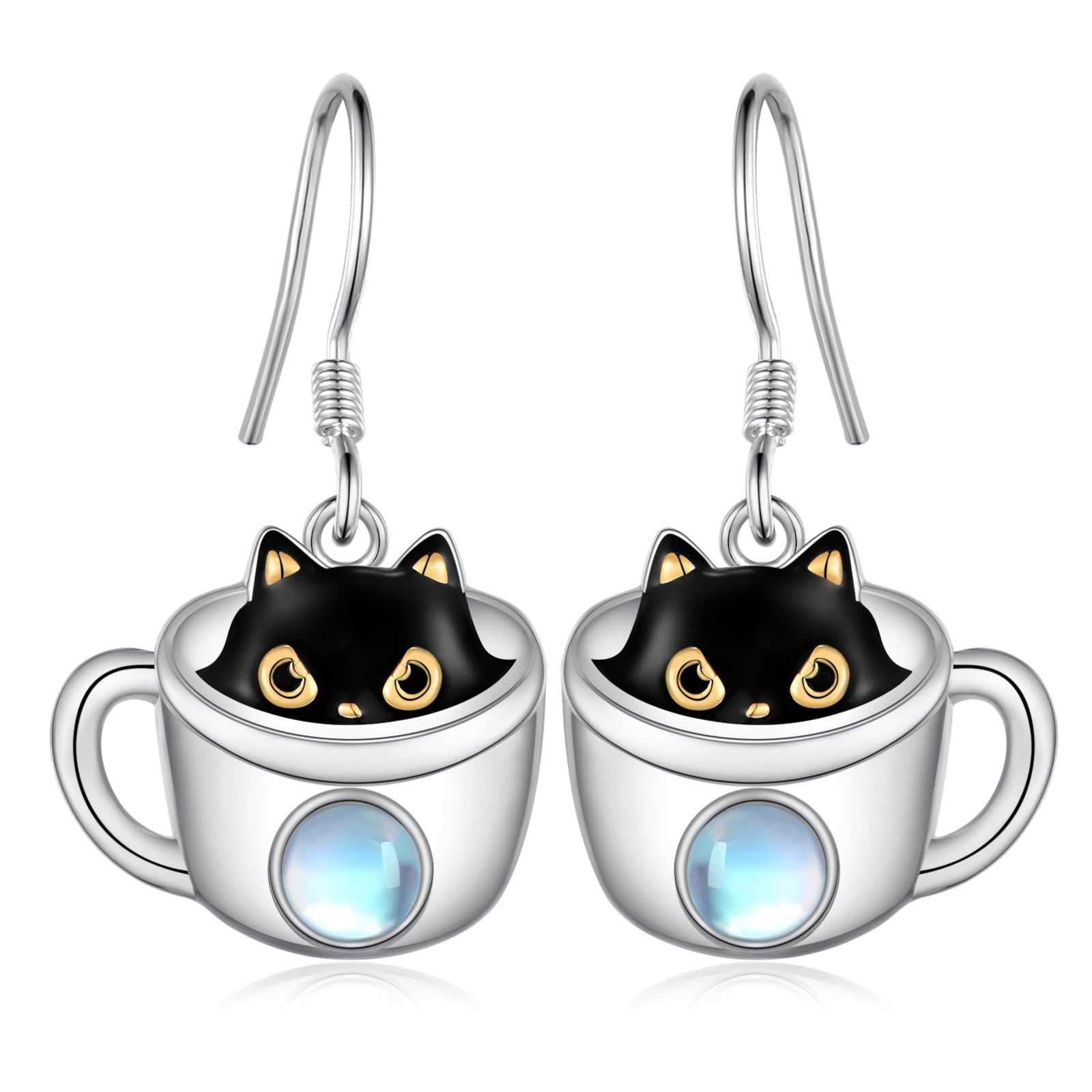 Black Cat Earrings 925 Sterling Silver Cute Aninmal Earrings Jewelry Gifts for Women