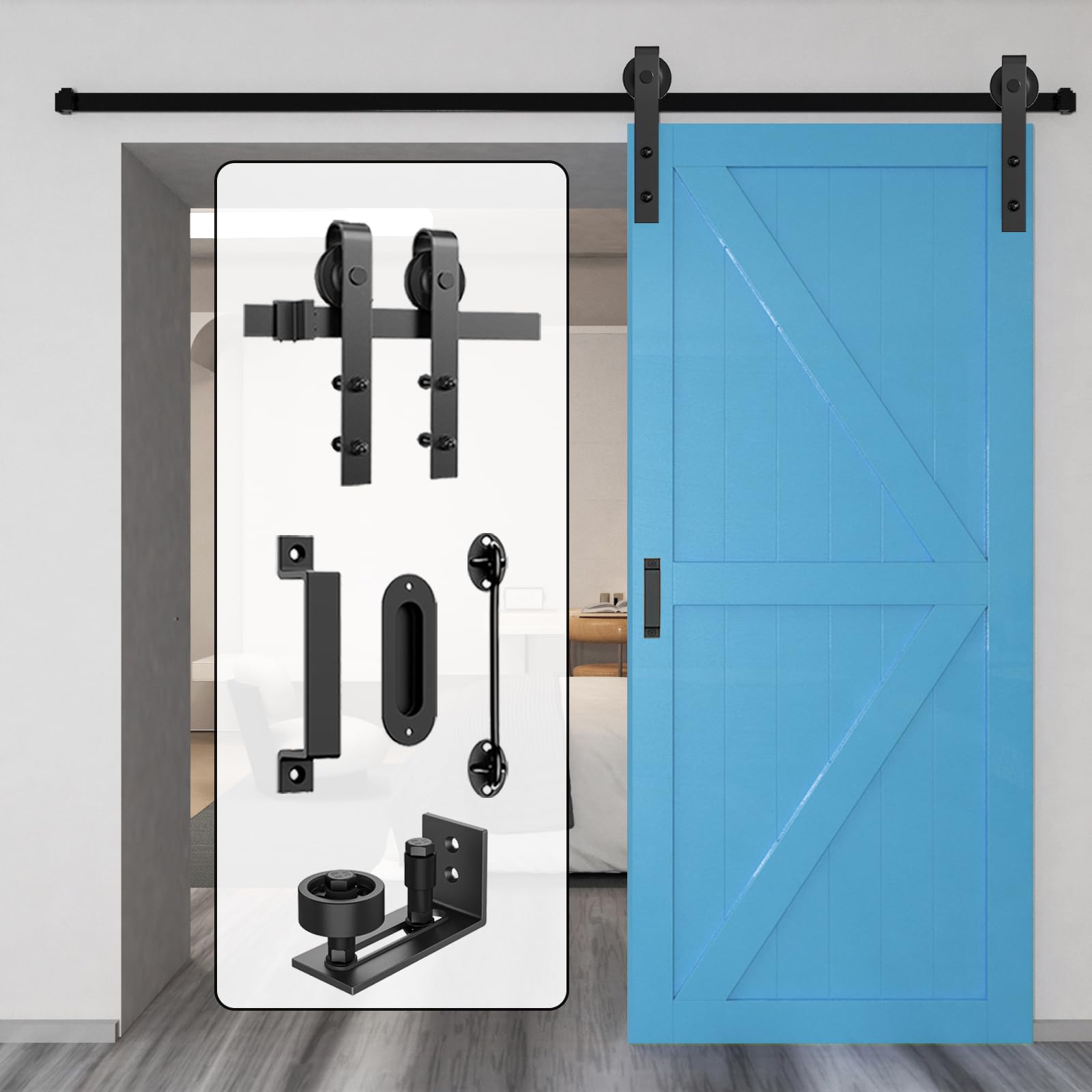 Amazon.com: HomLxclx Sliding Barn Door Hardware Kit 4 FT