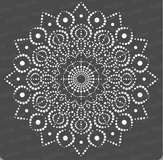CrafTreat Dot Mandala Stencils for Painting on Wood, Canvas, Paper, Fabric, Floor, Wall and Tile - Peacock Dot Mandala - 12x12 Inches - Reusable DIY Art and Craft Stencils Mandala Large