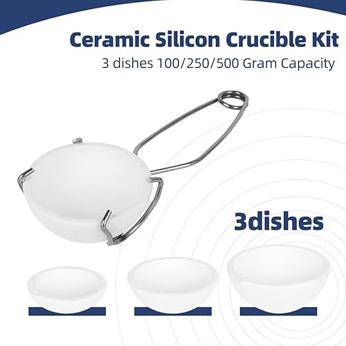 Miniatura 6 de YIEPET Juego de 4 tazones pequeños de cerámica derretida, crisol de cuarzo, pinza para derretir New YIEPET Juego de 4 tazones pequeños de cerámica