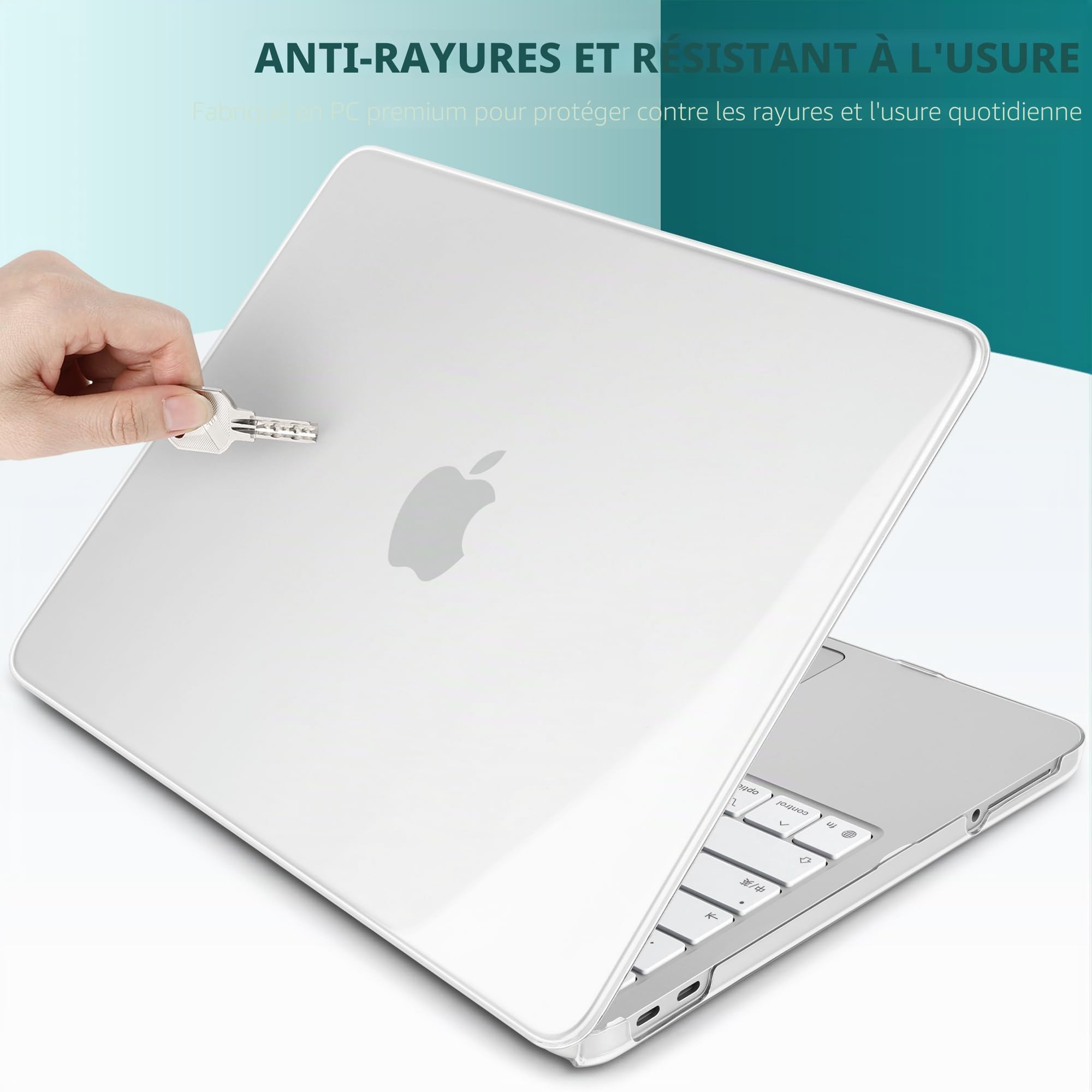 Batianda Coque transparente 4 en 1 pour MacBook Neo 13" version 2026, modèle A3404, coque rigide ultra fine haute transparence avec protection pour clavier, protecteur d'écran, adaptateur USB-C