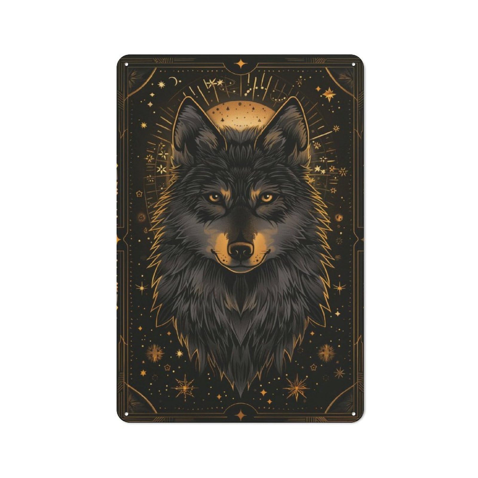 Junmoney Majestic Wolf Tin Wall Plaque 30X20cm With For Bar Or Restaurant, Suited To Bar Decor Enthusiasts