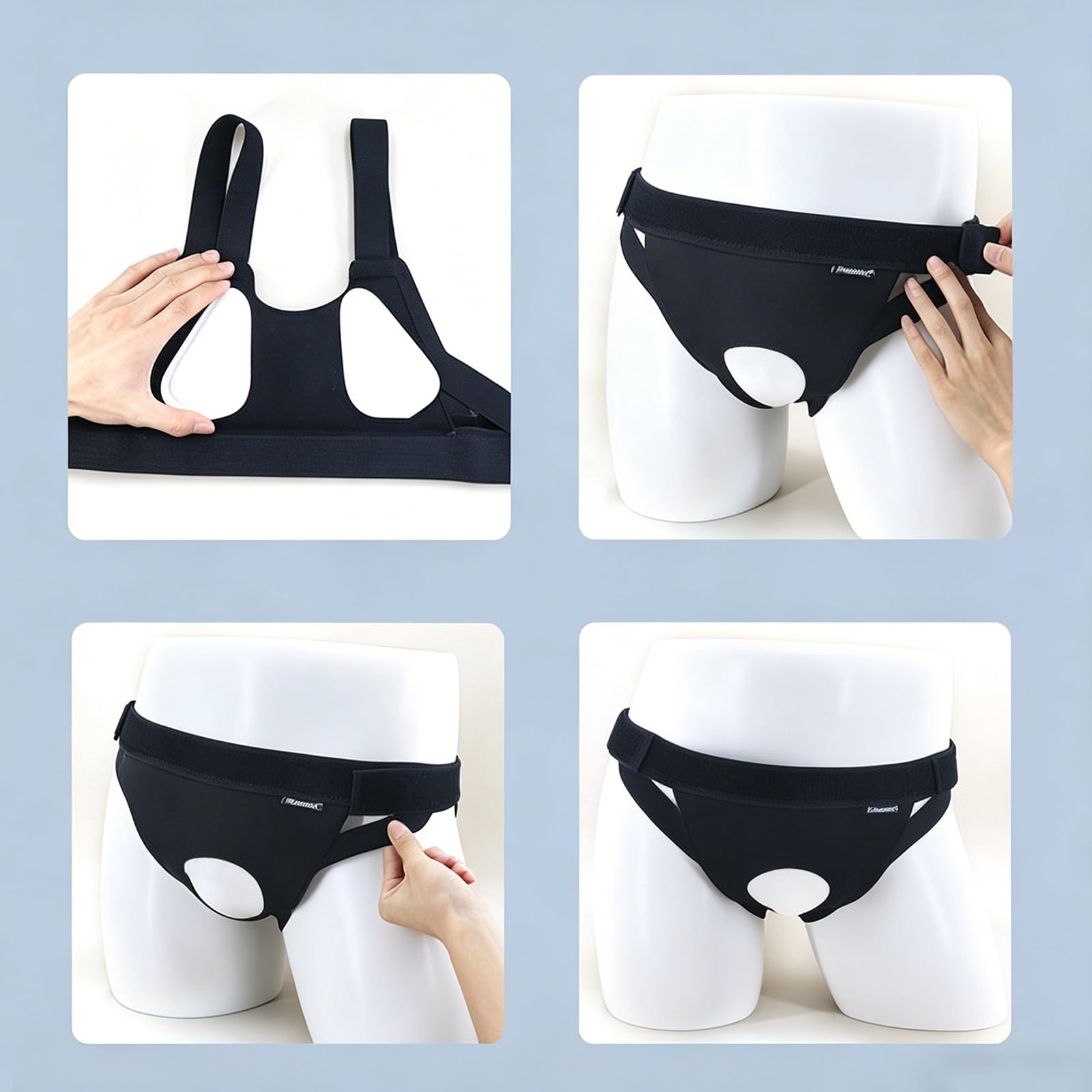 Cintura di Supporto for Ernia Inguinale da Uomo, Tutore Regolabile con Cuscinetti Compressivi, Tutore Traspirante for Ernie Inguinali Singole/doppie(Black,88-104cm)