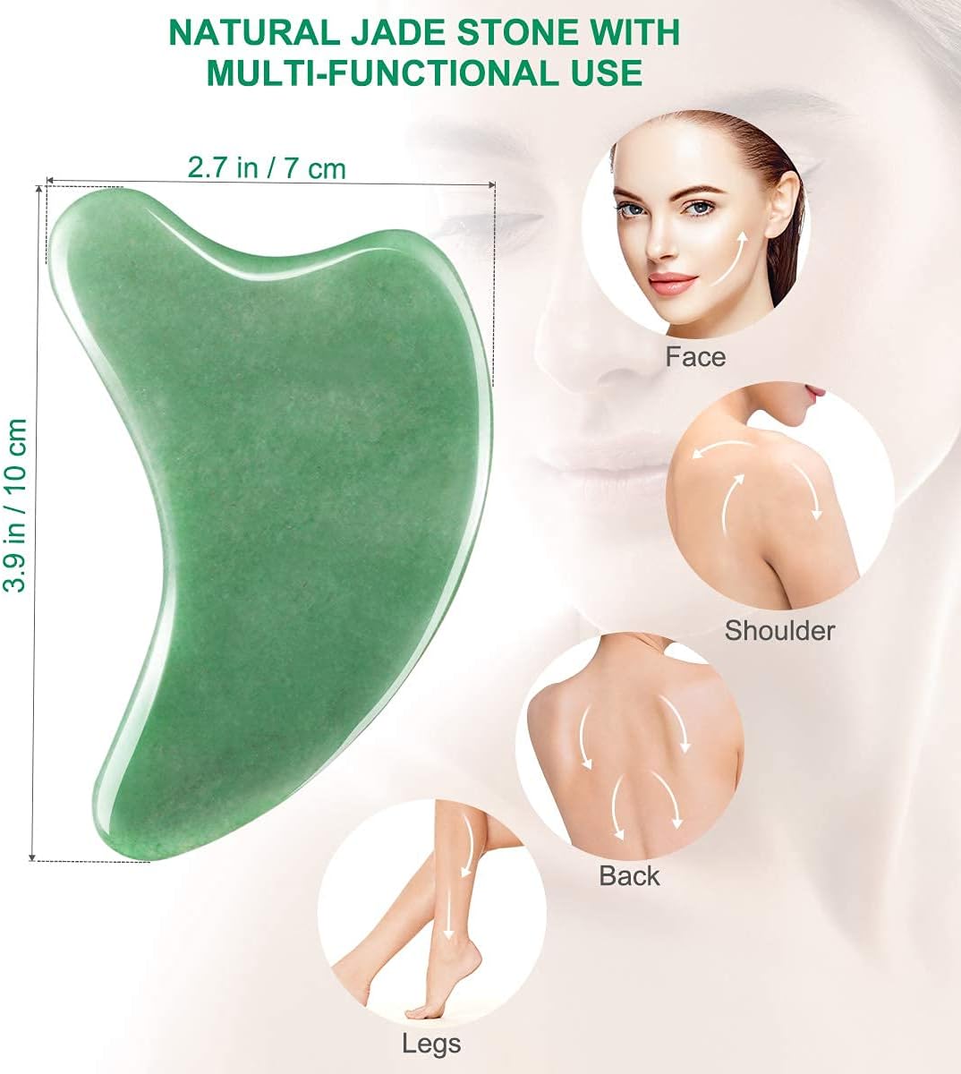 Review Product Gua Sha Tool, NICEAUTY Natural Gua Sha Jade Stone Guasha Board for Facial Skincare, Extended Arc Design Gua Sha Scraping Massage Tools