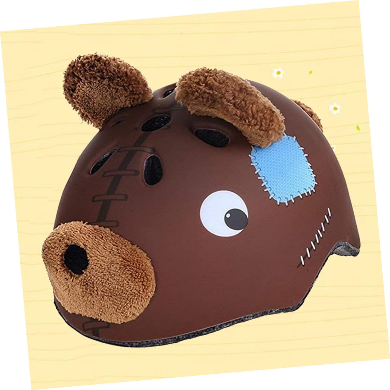 Casco Protettivo per Ragazzi, Design Orso, Materiale Espanso, Marrone