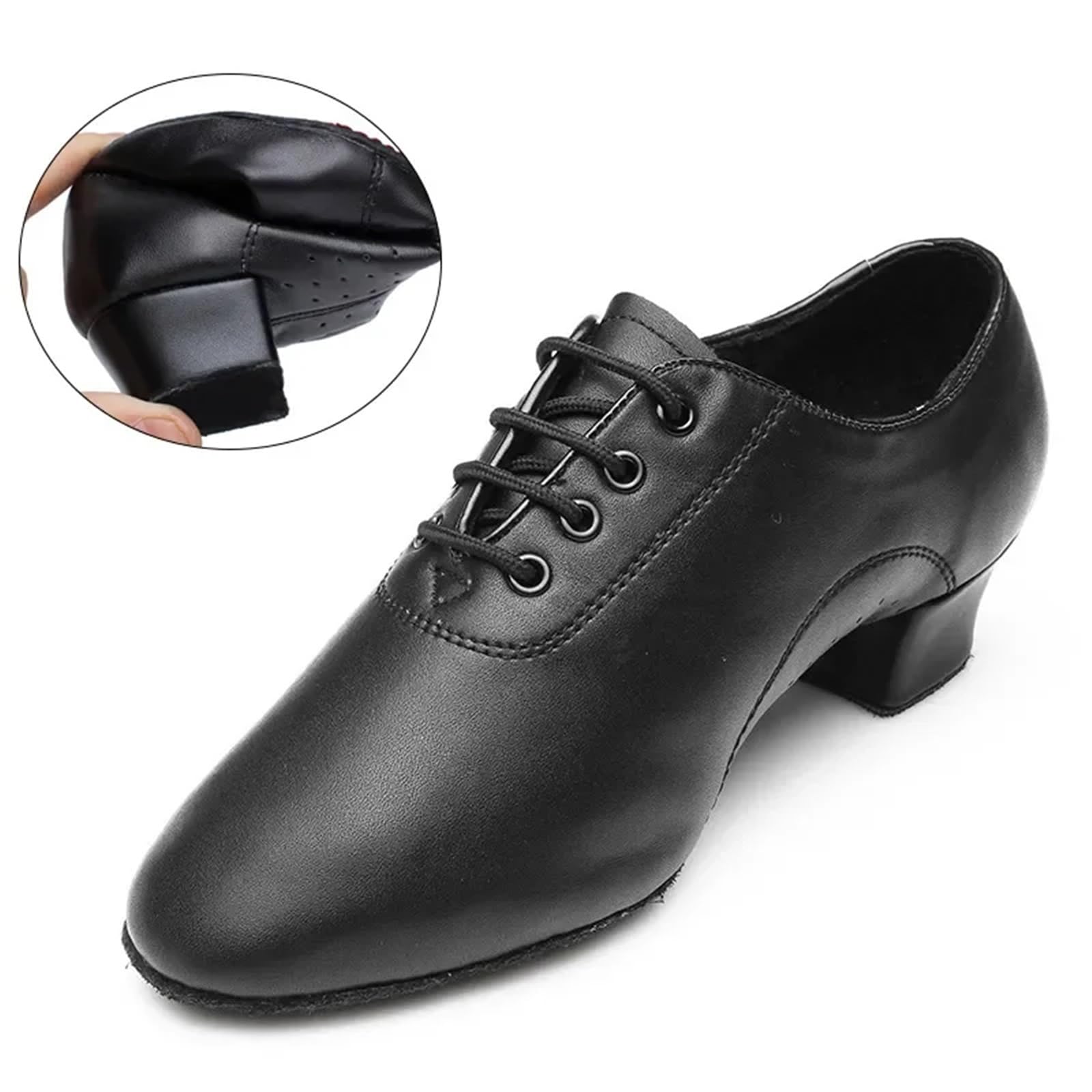 Scarpe Ballo Latino Uomo in Pelle 3.5cm Black Matte 38