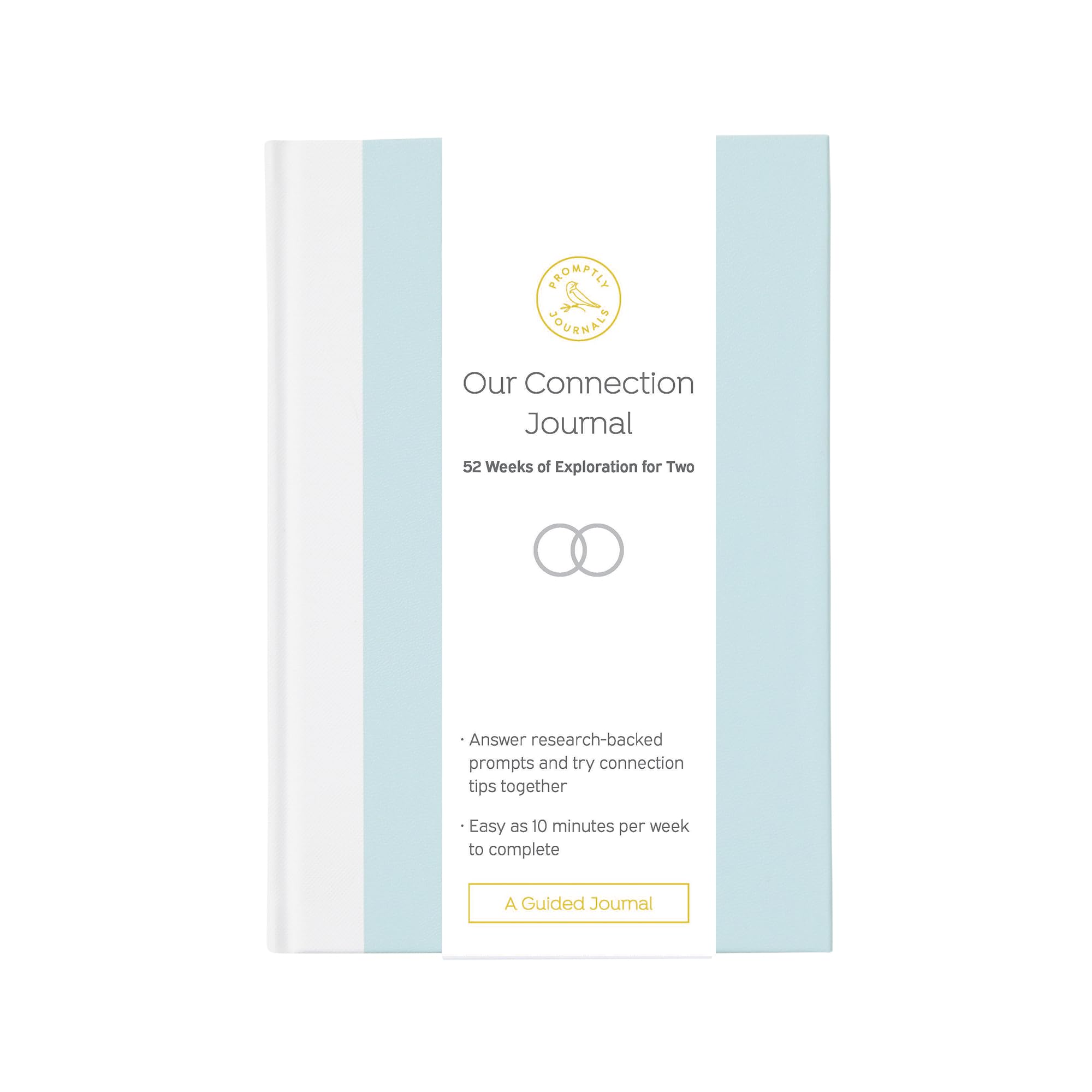 Promptly Journals, Our Connection Journal: 52 Weeks of Exploration for Two (Powdered Blue, Linen/Leatherette) | Relationship Book for Couples |