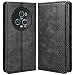 Produktbild MOJIA Hülle Flip Case für Honor Magic5 Pro 5G (Magic 5 Pro), PU Dünne Magnetische Klapphülle Handyhülle Schutzhülle mit Kartenfach und Standfunktion. Schwarz