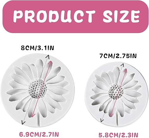 Miniatura 2 de KALAIEN Molde de silicona de flores de crisantemo para decoración de pasteles de fondant, chocolate, azúcar, decoración de pasteles de caramelo,