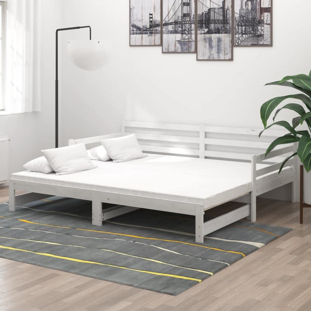 Hothingwell Łóżko przesuwne 2X 90x200 cm Białe lite drewno sosnowe