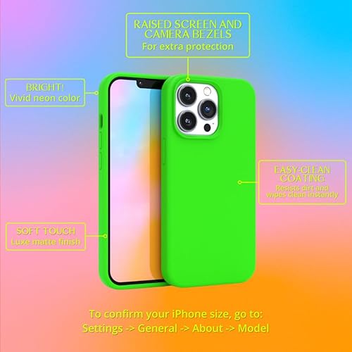 Miniatura 3 de FELONY CASE - Funda para iPhone 13 Pro - Funda de silicona verde neón  Silicona líquida con forro de microfibra antiarañazos, funda protectora a