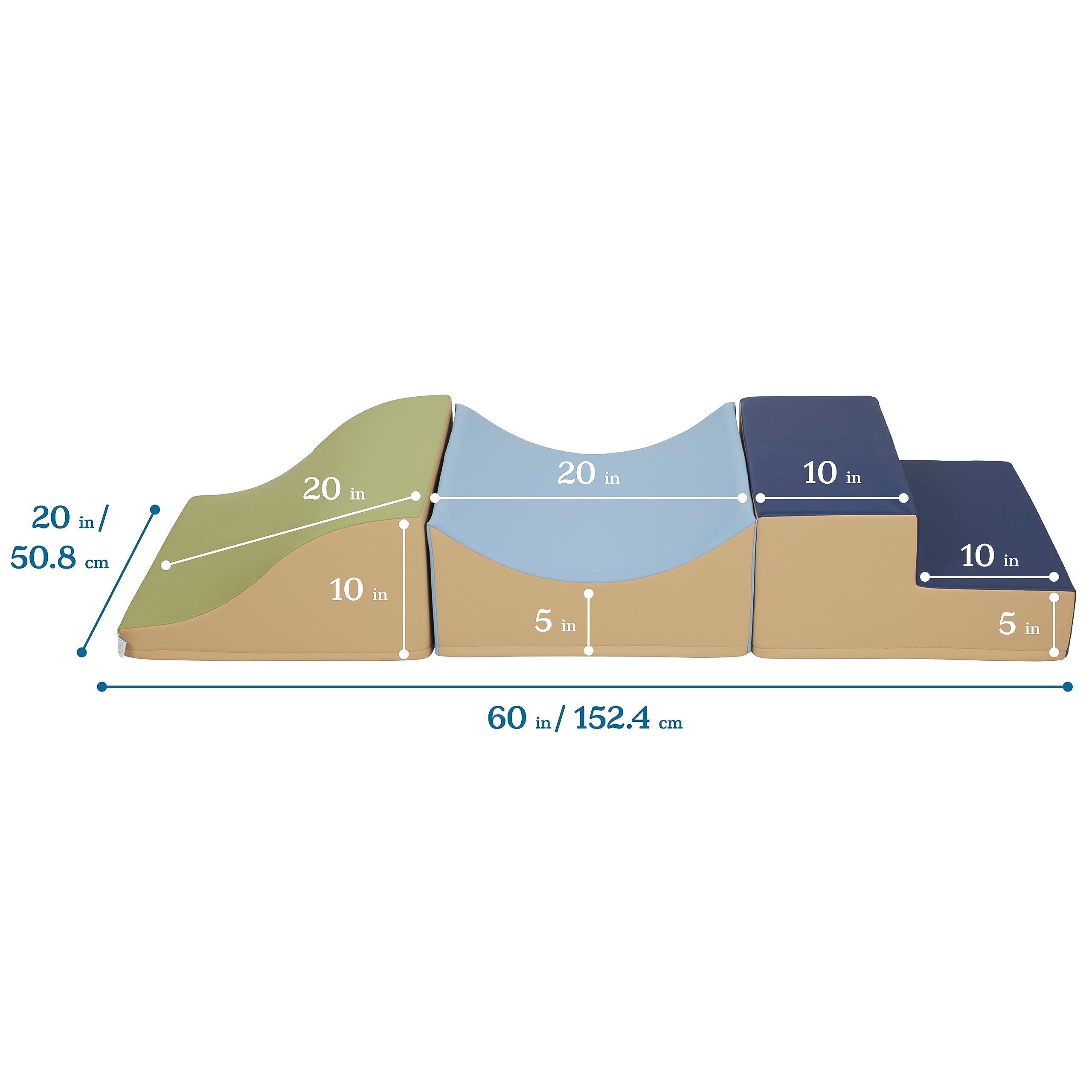 ECR4Kids SoftZone Traversing Trio Climber, Beginner Playset, Earthtone, 3-Piece