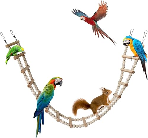 Leewoth Escalera de madera para pájaros, puente de escalera de madera para pájaros, juguetes de escalada de hámster, escaleras de escalada de madera