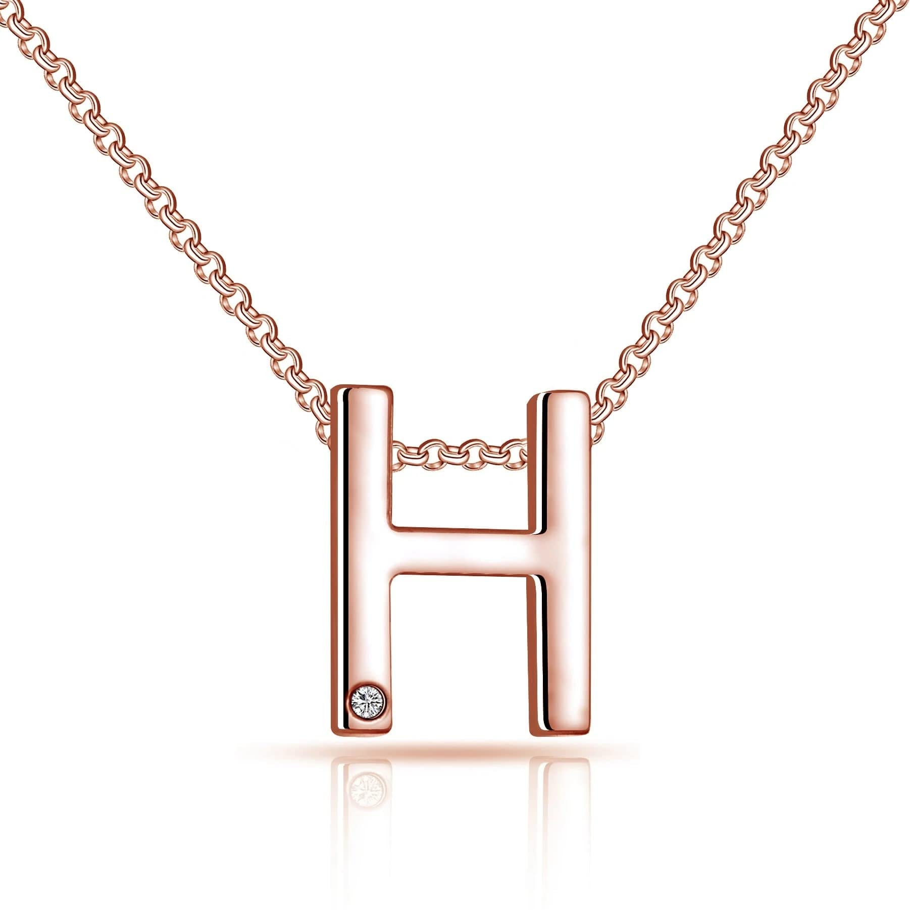Philip JonesPhilip Jones Rose Gold Plated Initial Necklaces A to Z Created with Zircondia® Crystals