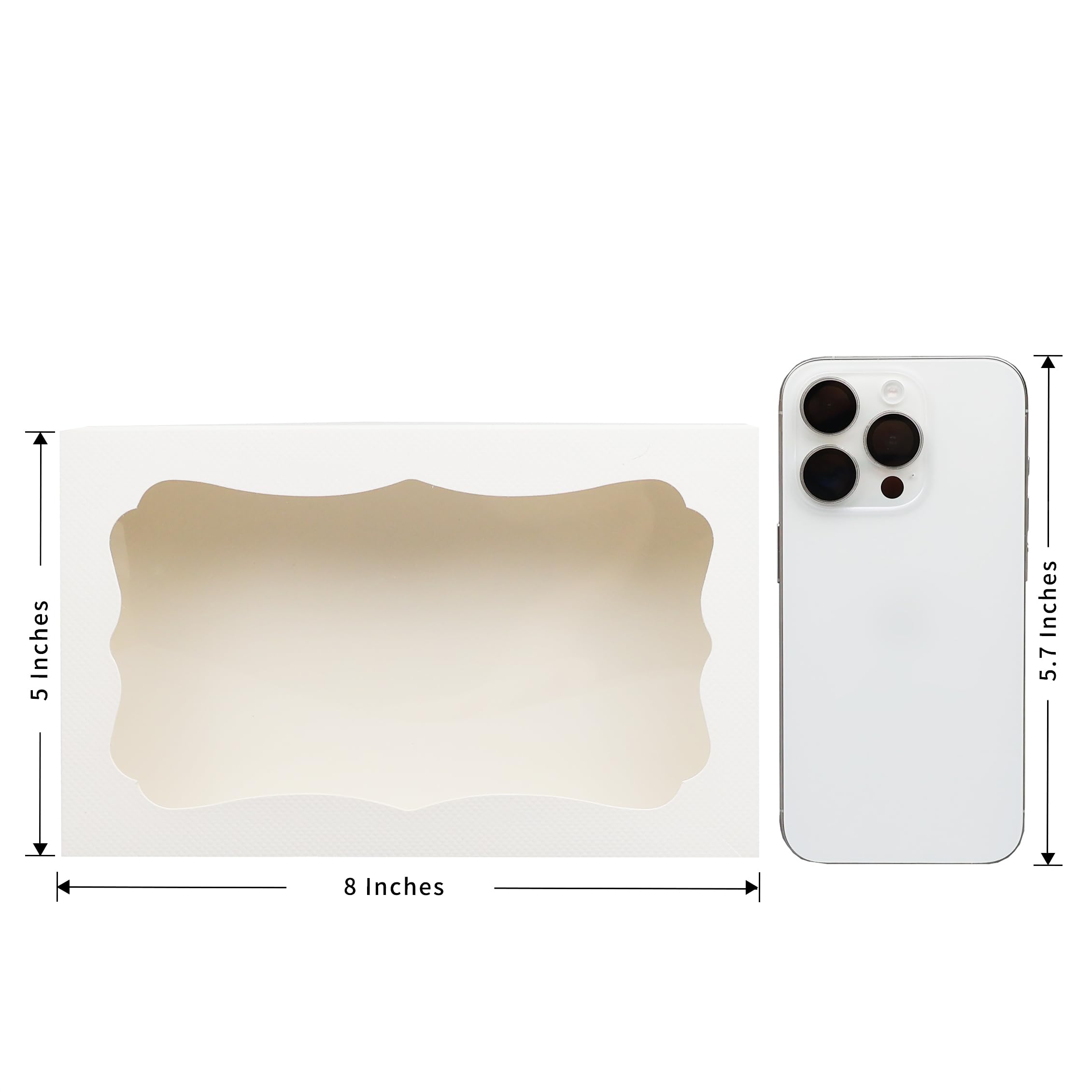50 Stück Weiße Backboxen Mit Sichtfenster – 20,3x15,2x6,3 Cm, Aus Lebensmittelechtem Karton – Ideal Für Kekse, Cupcakes, Gebäck & Geschenke