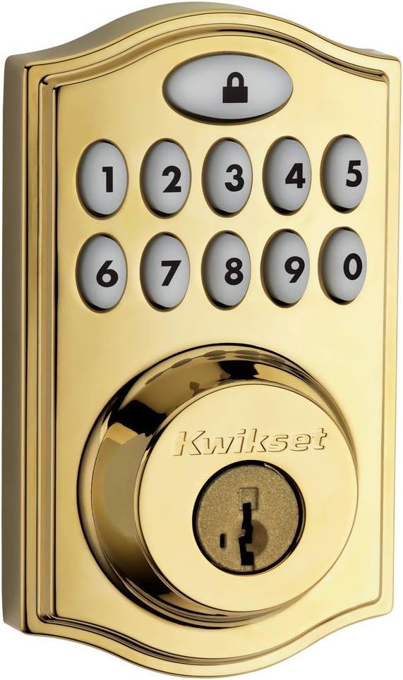 Kwikset 99140-022 SmartCode 914 Z-Wave Plus Deadbolt, Polished Brass