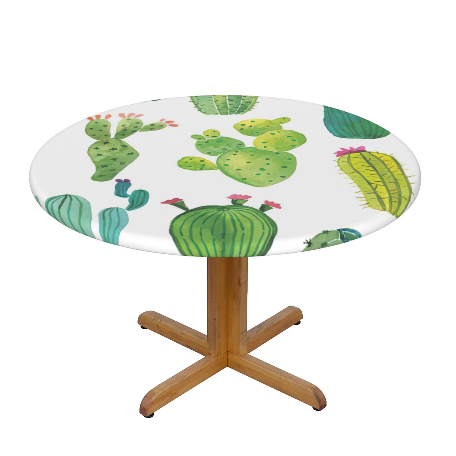 Cactus Print Wipe Clean Oval Tablecloth Stain-Resistant Dining Table Accessories Table Protector For Home