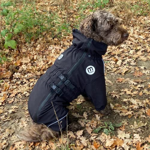 Mikki Doodles Hunde-Regenmantel, wasserdicht, Winddicht, seidiges Futter, weniger Reibung bedeutet weniger Knoten und Verfilzungen, Größe L, Schwarz