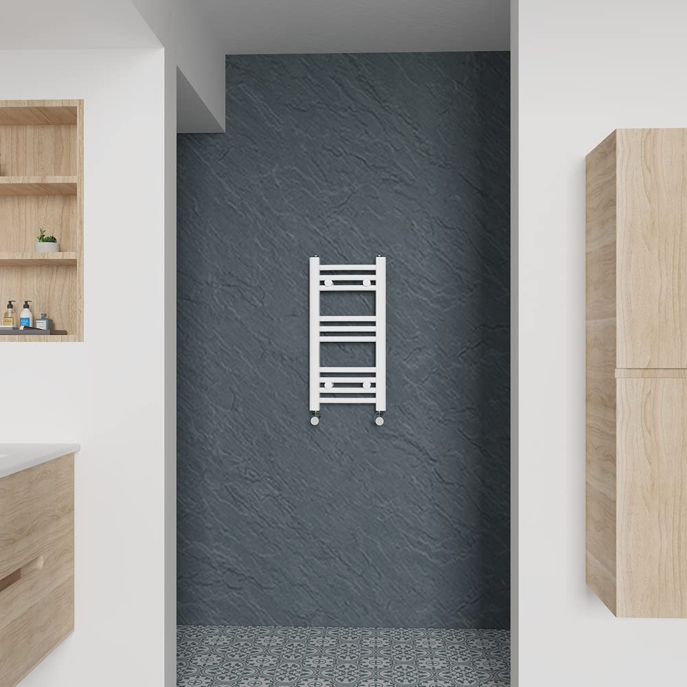 Warmehaus Curved Heated Towel Rail White Bathroom Ladder Style Radiator Central Heating 600X300mm