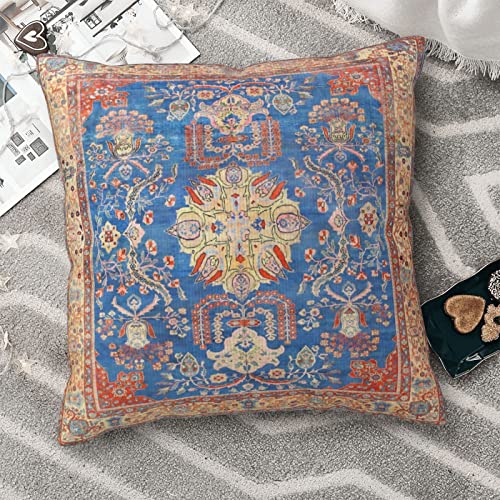 Zewasiil Persian Sultanabad Antique Rug Print 20 Throw Pillow Cover Soft Velvet Decorative Vintage Throw Pillowcases Cushion Case For Home Decor Living Room Bed Couch Sofa Car Outdoor 18"X18" #TOP2