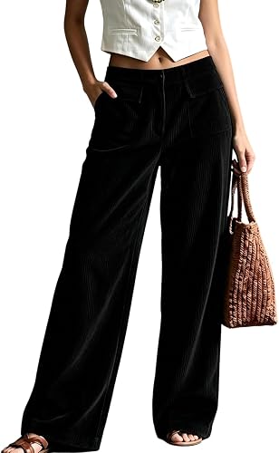 Vividcrate Womens Corduroy Pants Wide Leg Baggy Corduroy Pants Women Straight Le
