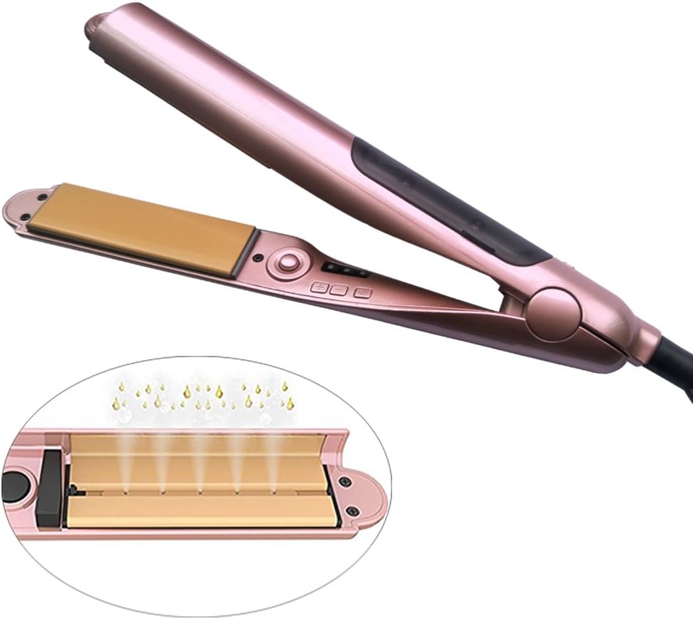 Professional Steam Flat Iron Hair Steamer Straightener- Straightening and Curling in One Ceramic Hair Straightener-110-240V Dual Voltage Flat Iron with Argan Oil Infusion