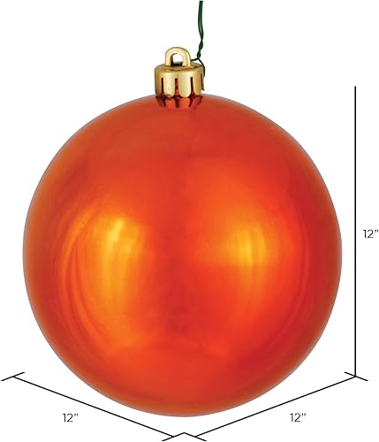 Vista 163 de Vickerman Adorno de bola de caramelo rojo de 12 pulgadas, inastillable y resistente a los rayos UV, confiable y listo para colgar, adornos rojos