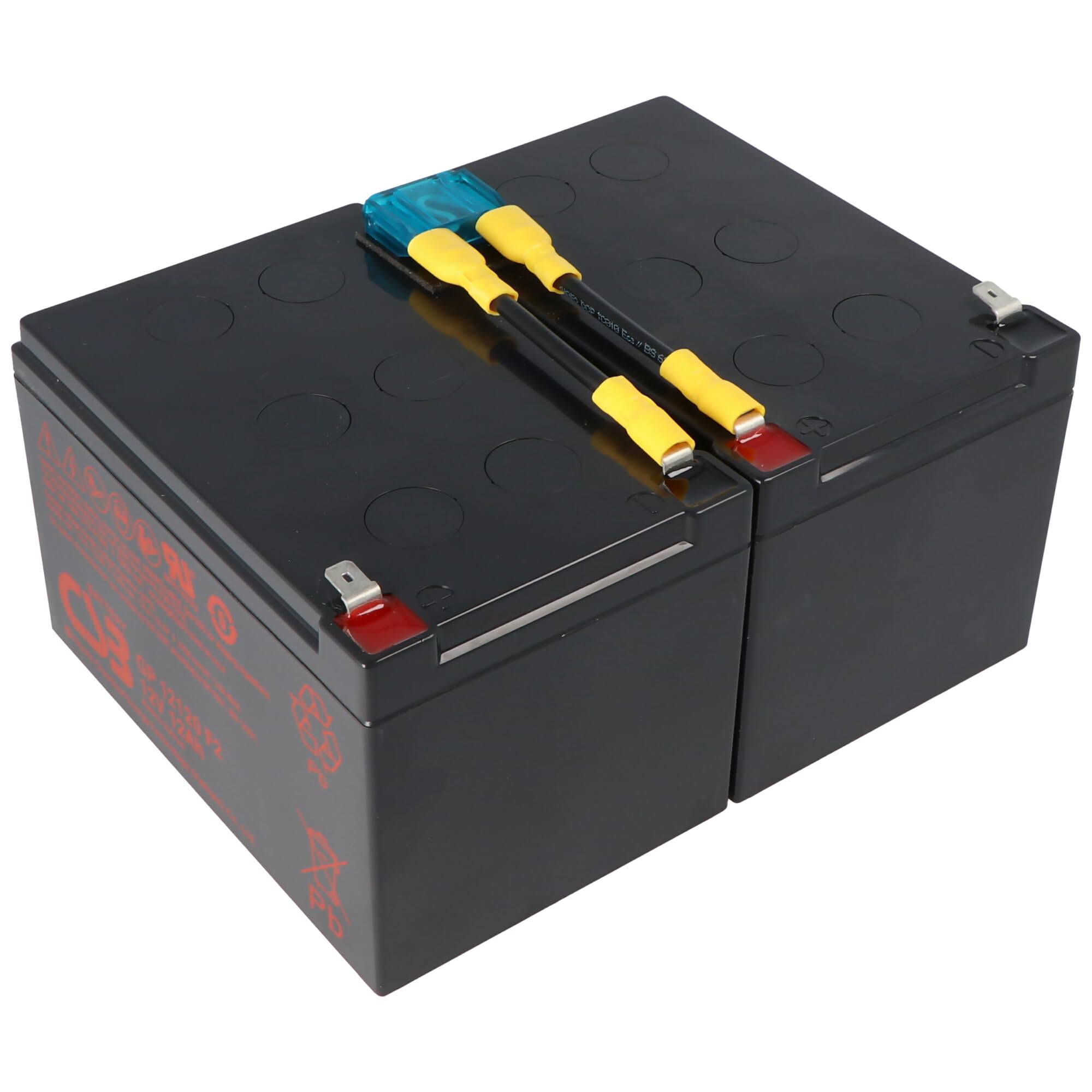 Akku kompatibel mit APC Ersatzbatterie Nr. 6 APC-RBC6, CSB SCD6 Ersatzbatterie vormontiert mit Kabel und Stecker