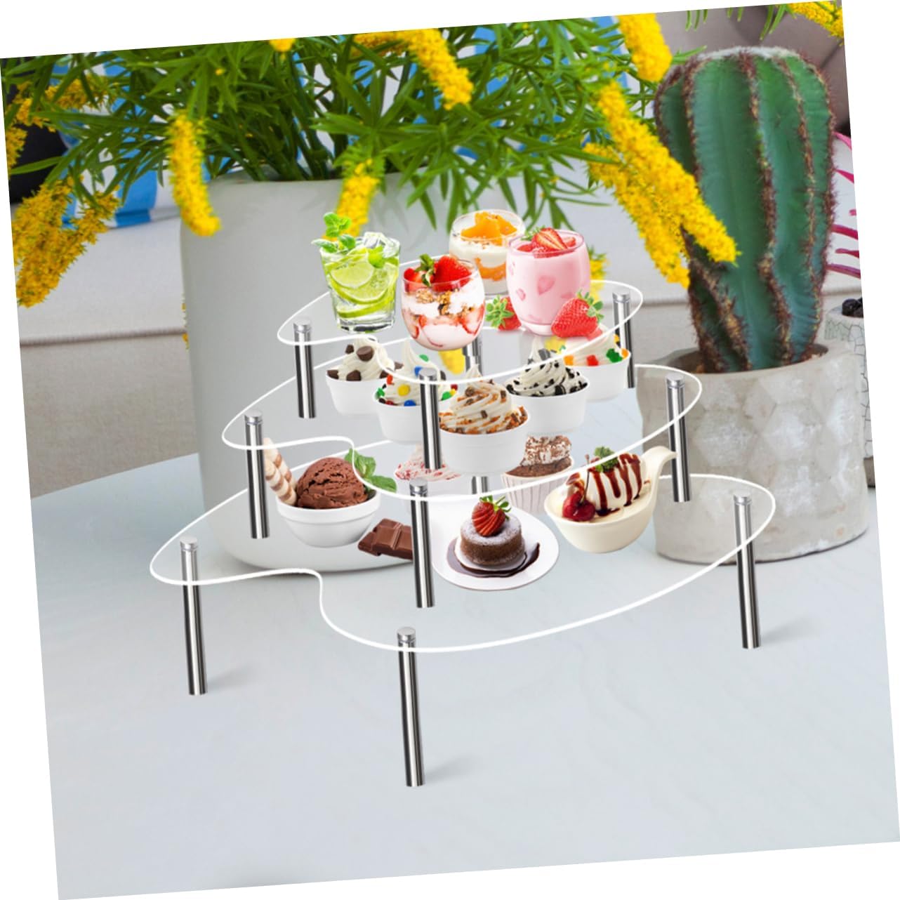 3Pcs Acrylic Cake Display Stand Stackable Tiered Stands for Desserts Cupcakes and Handicrafts Compact and Fashionable Storage for Home Decor