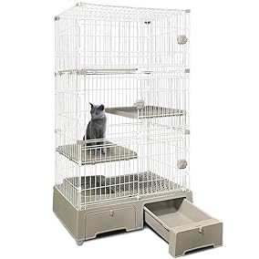 アイリスプラザ キャットケージ 猫 ケージ トイレ一体型 猫ケージ 3段(猫砂スコップ付き) グレー MB273