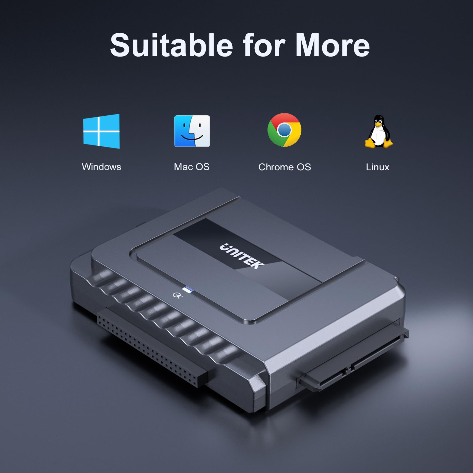 Unitek Adaptateur IDE USB C vers SATA 6 Gbit/s pour disque dur externe universel 2,5/3,5" HDD/SSD, DVD-ROM/CD-ROM/CD-RW, avec connecteur USB A et adaptateur d'alimentation 12 V/2 A