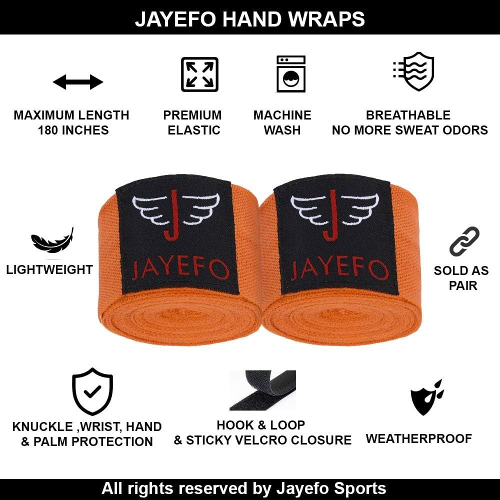 Jayefo Boxing MMA HANDWRAPS (Orange) : Sports & Outdoors