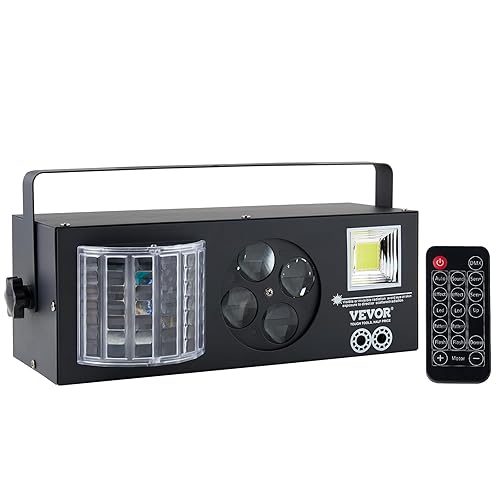 VEVOR Luces de escenario, luces de fiesta RGB 4 en 1, luz estroboscópica con patrón LED, efectos de iluminación mixtos activados por sonido con luz