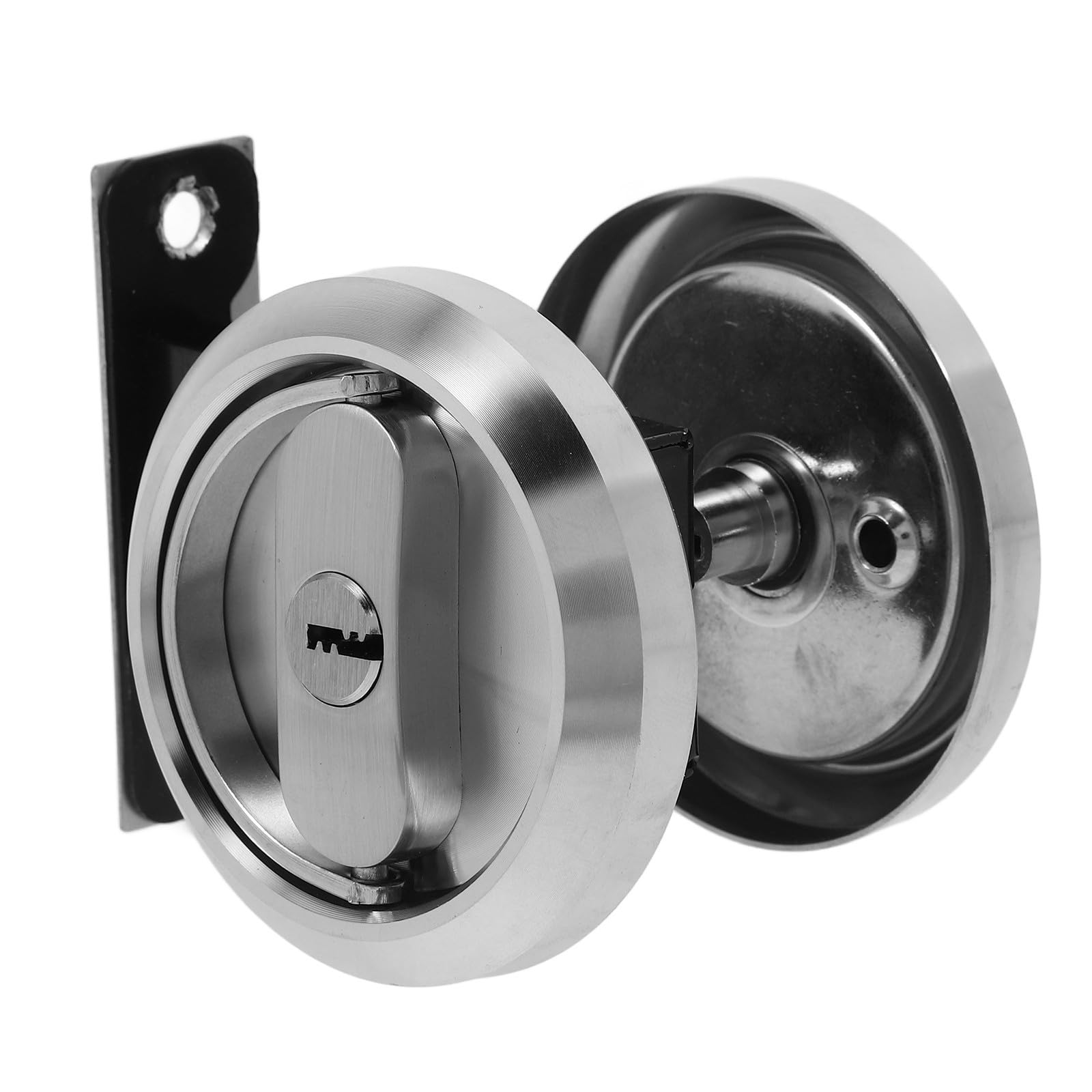 Serrure de porte à poche ronde en acier inoxydable argenté pour chambre