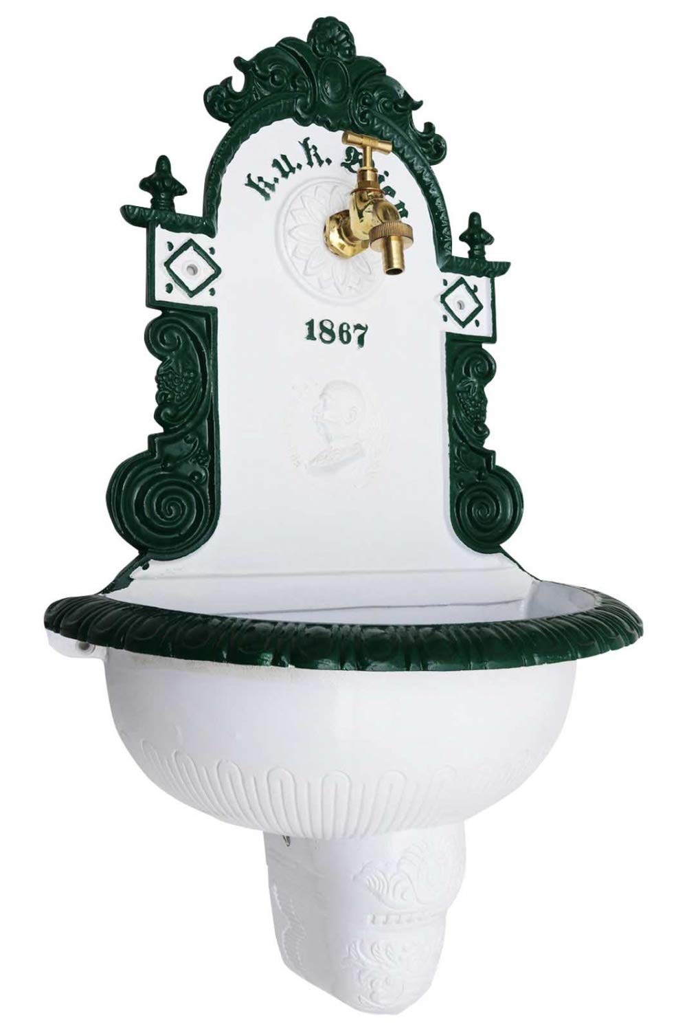 aubaho Brunnen 72cm Wandbrunnen Alu Waschbecken im Nostalgie Antik-Stil Kaiser Wien
