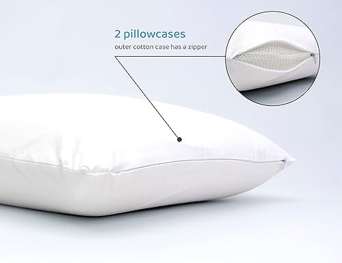 Miniatura 6 de Talalay DreamLogix - Almohada de espuma de látex natural, tamaño King, mediana y suave para dormir de lado, boca abajo y de espalda, funda 100%