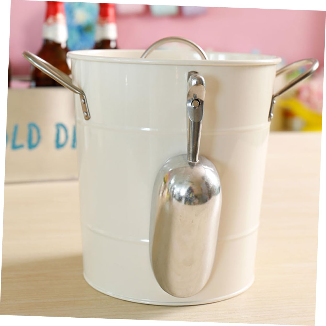 ABOOFAN Seau à Glace de Bar 4, 5 L en Fer Blanc à Couvercle