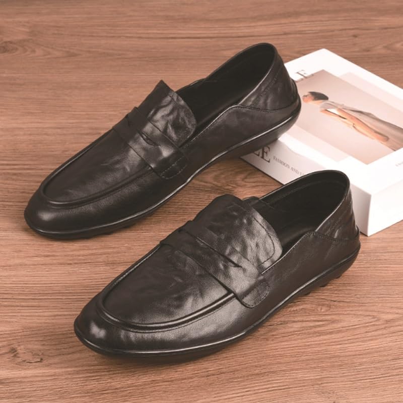 Men's Casual Genuine Leather Flats Soft Driving Walking Loafer Shoes Comfortable Non-Slip Low Top Business Work Shoes2