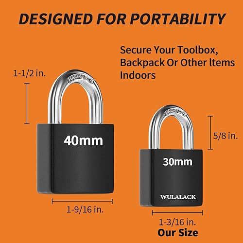 Miniatura 3 de Cerraduras pequeñas de 1-316 pulgadas con llaves, paquete de 3 candados de aluminio cubiertos con llaves iguales