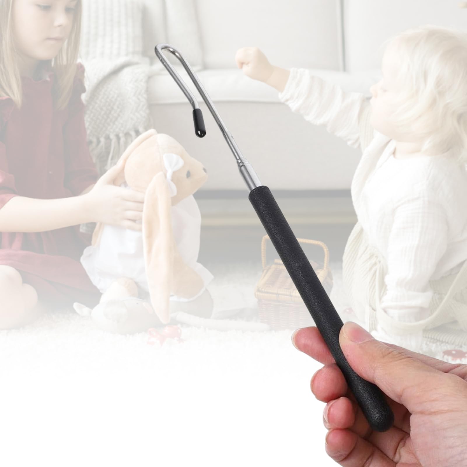 Puppenstab - Teleskop Armsteuerstab | Puppet Arm Rods | Puppenzubehör für Handpuppen & Klappmaulpuppen, Metallführungsstab für Theater & Schule, Flexible Handhabung für Puppenspieler Silber