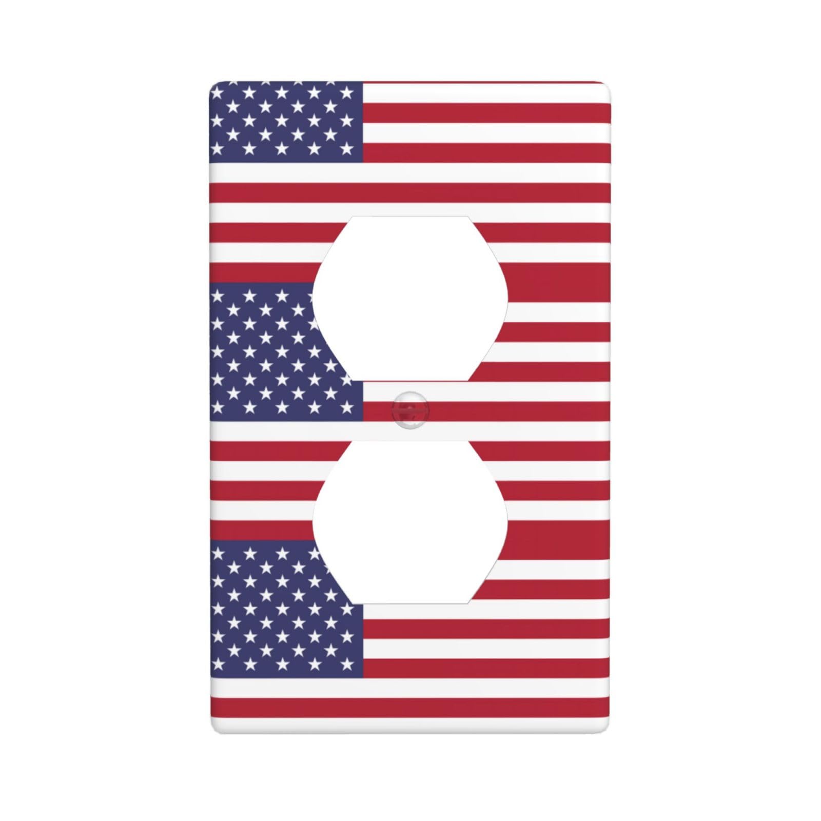 American Flag Decorative Switch Plate Cover-Unbreakable Polycarbonate Wall Plate for Home Office, 1 Gang with Screws