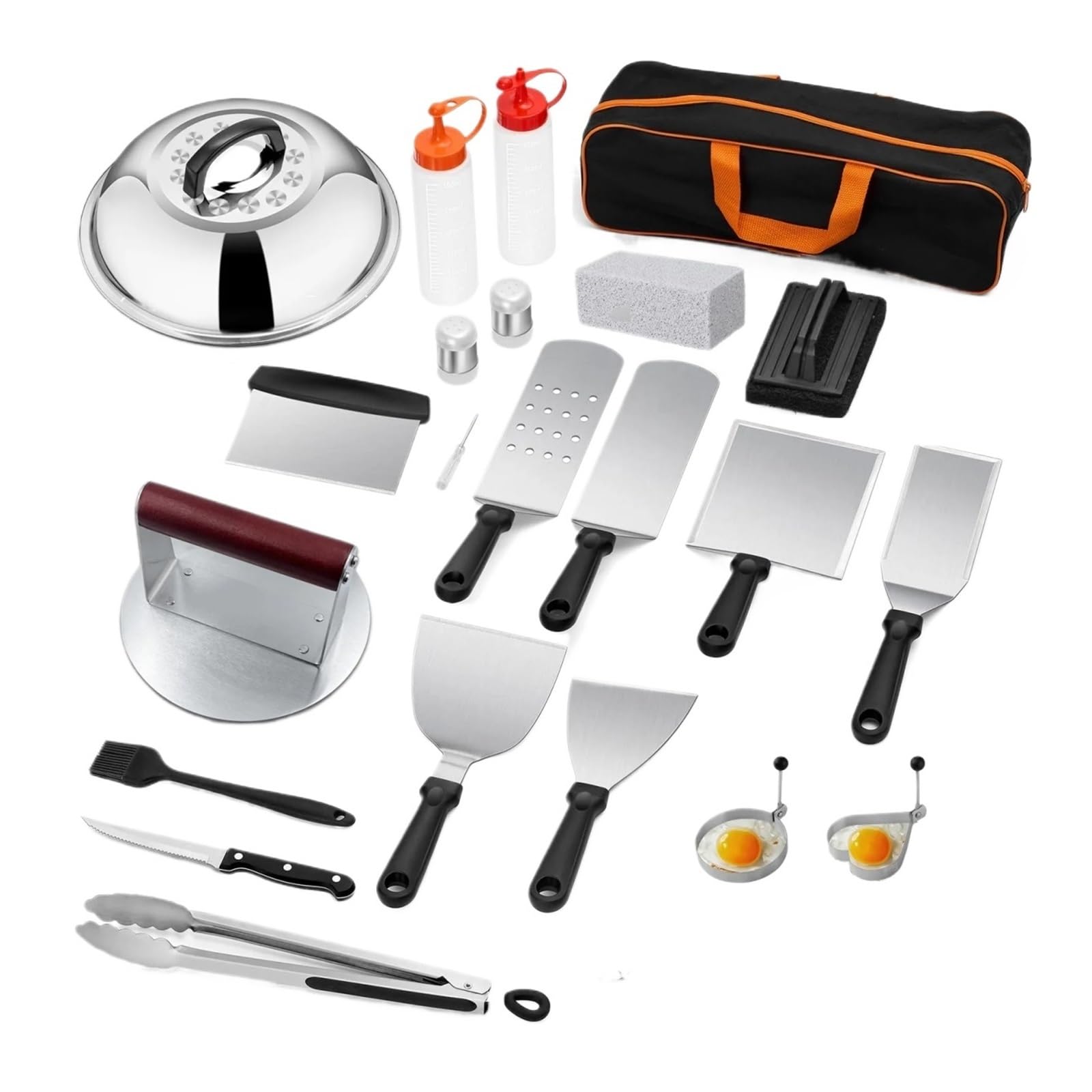 Juego de Herramientas for Barbacoa, Utensilios for Asar al Aire Libre, Pala Cocina combinada, Herramientas for Quemar Placas Hierro, for Uso doméstico(32-Piece Set)